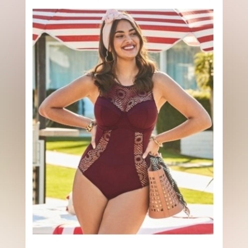Adore Me | NWT | Burgundy/Purple | One Piece Swimsuit |  Size XXL - 42DD
